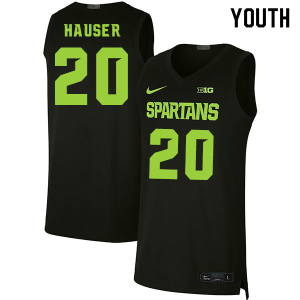 2020 Youth #20 Joey Hauser Michigan State Spartans College Basketball Jerseys Sale-Black